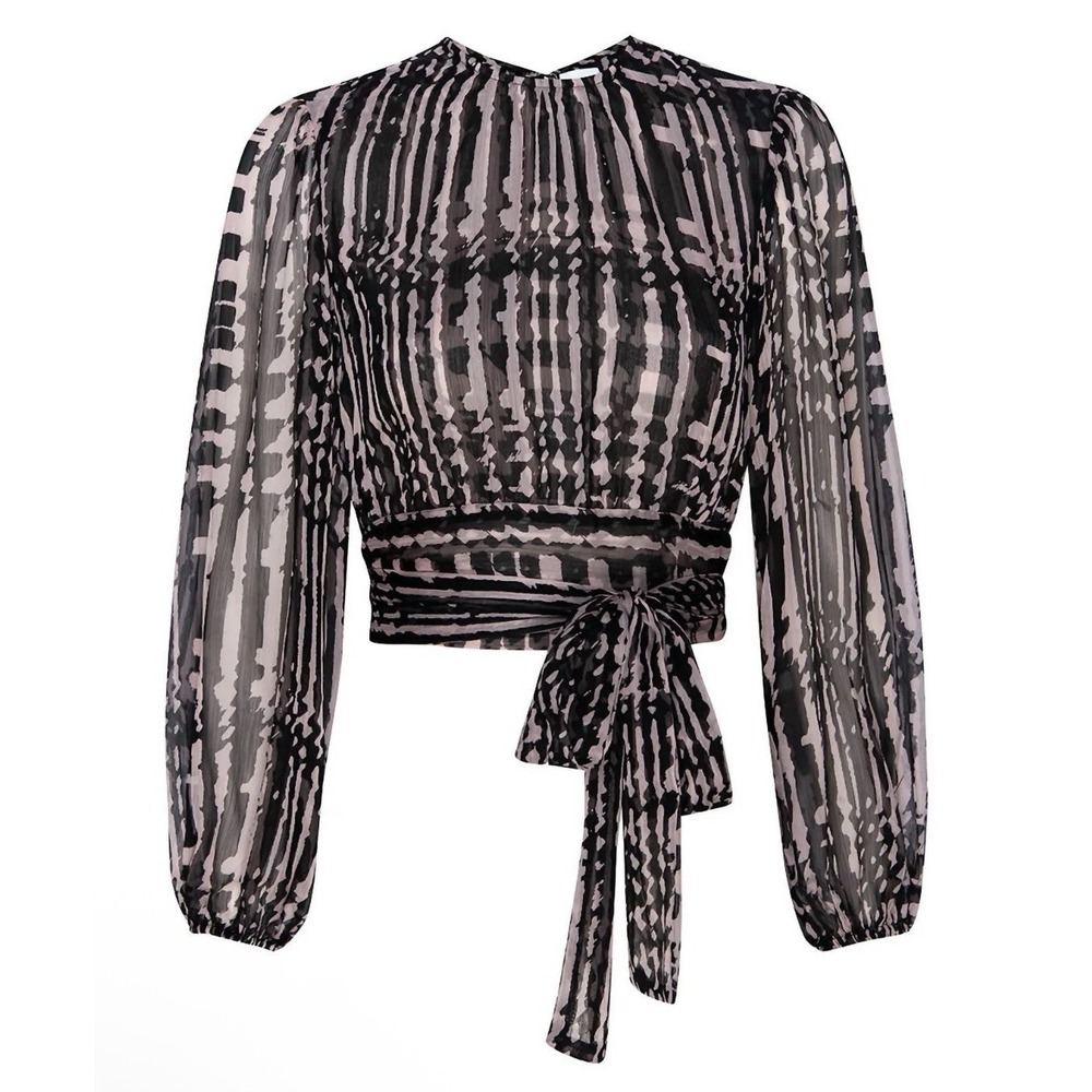 New MISA Los Angeles Top Women's XS‎ Sheer Long Sleeve Designer Career Cóctel